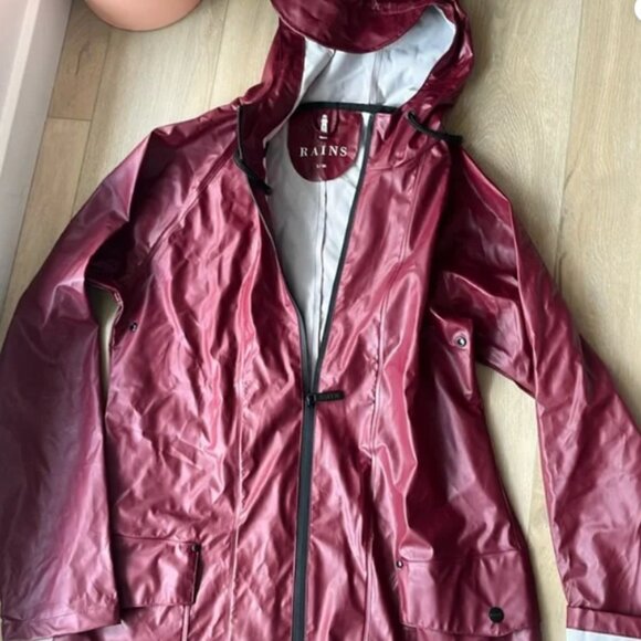 RAINS Waterproof Long Jacket - Hooded Raincoat, S/ M - Picture 2 of 9